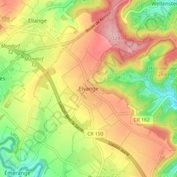 Mapa topográfico Elvingen, altitude, relevo