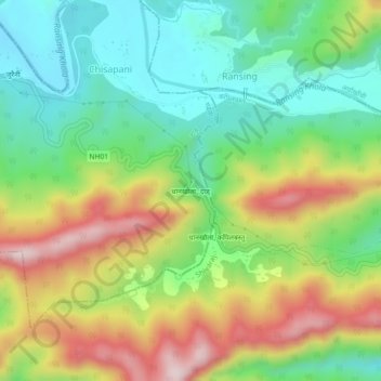 Mapa topográfico Dhankhola, altitude, relevo