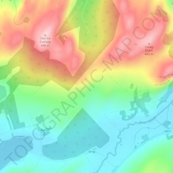 Mapa topográfico Highlands, altitude, relevo