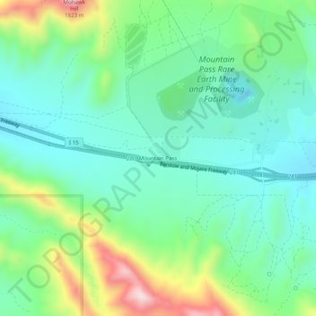 Mapa topográfico Mountain Pass, altitude, relevo