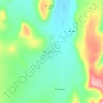 Mapa topográfico Nicolas Romero, altitude, relevo