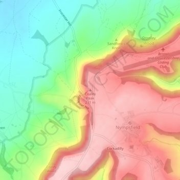 Mapa topográfico Coaley Peak, altitude, relevo