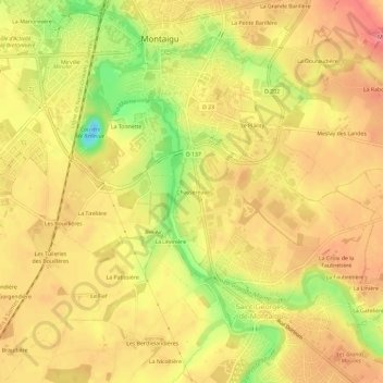 Mapa topográfico Chassereau, altitude, relevo