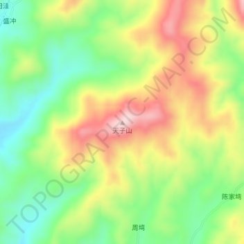Mapa topográfico 天子山, altitude, relevo
