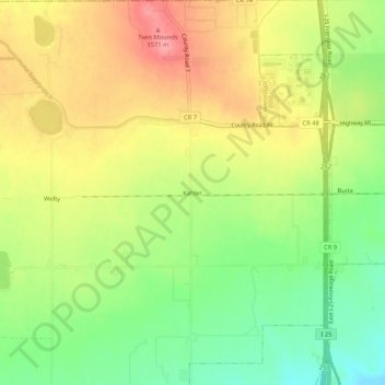 Mapa topográfico Kahler, altitude, relevo