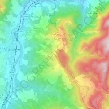 Mapa topográfico Casigno, altitude, relevo