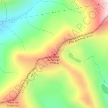Mapa topográfico Decatur Mountain, altitude, relevo