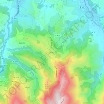 Mapa topográfico Huntto, altitude, relevo