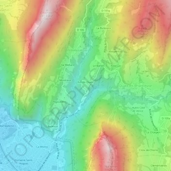Mapa topográfico Aujardière, altitude, relevo