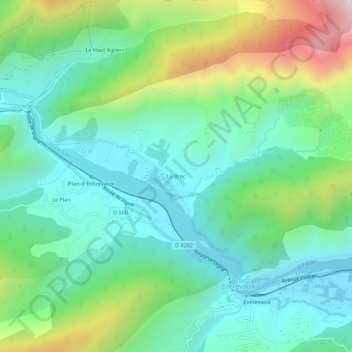 Mapa topográfico Le Brec, altitude, relevo