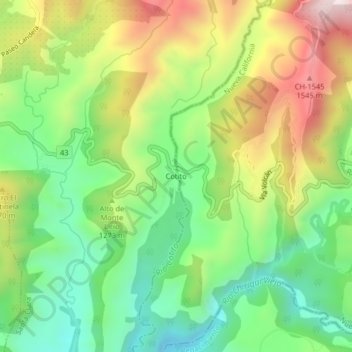 Mapa topográfico Cotito, altitude, relevo