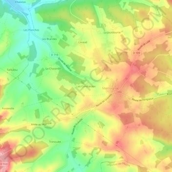 Mapa topográfico Les Combaraux, altitude, relevo