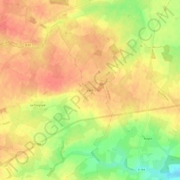 Mapa topográfico Ligné, altitude, relevo