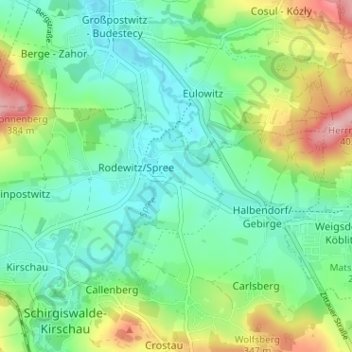 Mapa topográfico Bederwitz, altitude, relevo