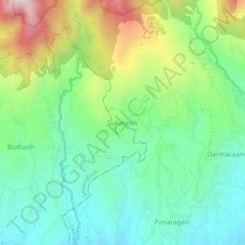 Mapa topográfico Sukaresik, altitude, relevo