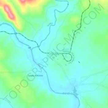 Mapa topográfico Ourives, altitude, relevo