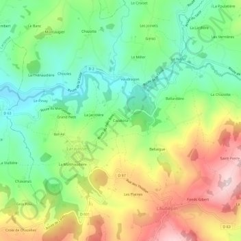 Mapa topográfico Carabina, altitude, relevo