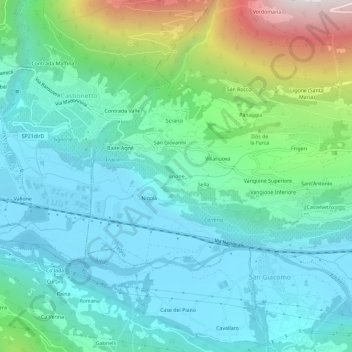 Mapa topográfico Brione, altitude, relevo