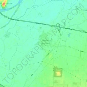 Mapa topográfico Castelceriolo, altitude, relevo