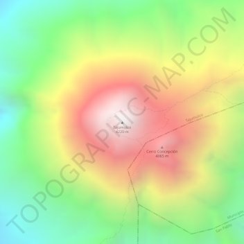 Mapa topográfico Tajumulco, altitude, relevo