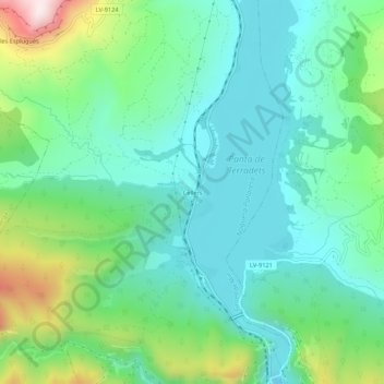Mapa topográfico Cellers, altitude, relevo