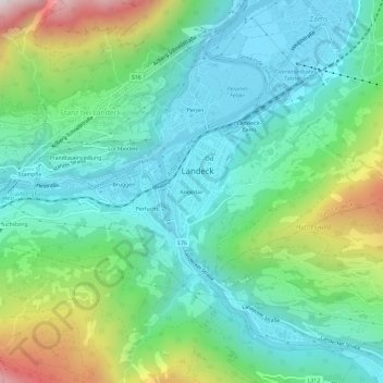 Mapa topográfico Angedair, altitude, relevo
