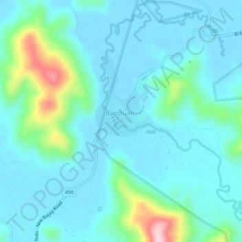Mapa topográfico Barutuan, altitude, relevo