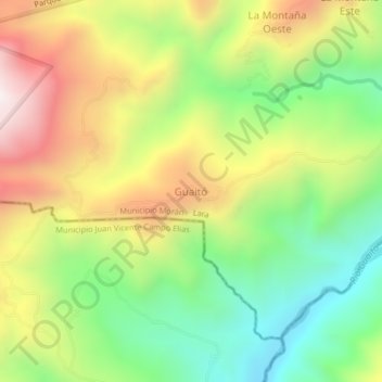 Mapa topográfico Guaitó, altitude, relevo