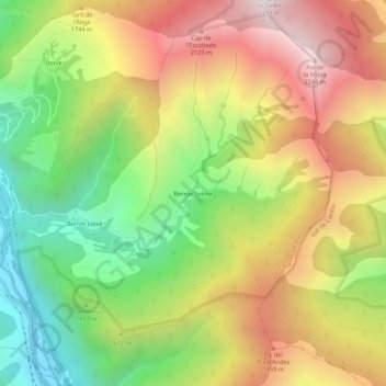 Mapa topográfico Berrós Sobirà, altitude, relevo