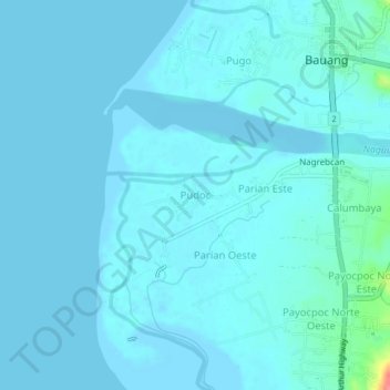 Mapa topográfico Pudoc, altitude, relevo
