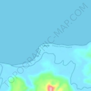 Mapa topográfico Cahuita, altitude, relevo