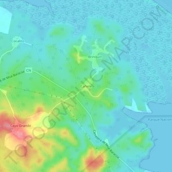 Mapa topográfico Cañete, altitude, relevo