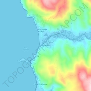 Mapa topográfico Pucatrihue, altitude, relevo