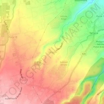 Mapa topográfico Hoyo, altitude, relevo