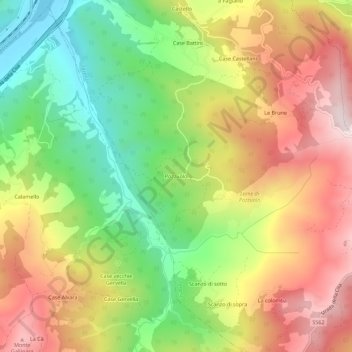 Mapa topográfico Pozzuolo, altitude, relevo