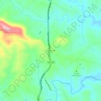 Mapa topográfico Sydnorsville, altitude, relevo