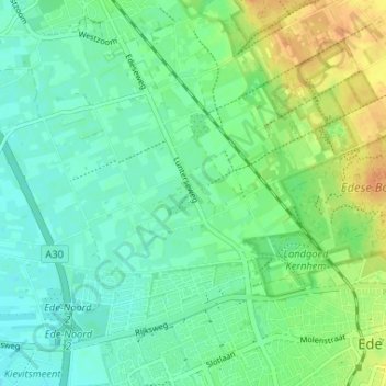 Mapa topográfico Doesburger Buurt, altitude, relevo