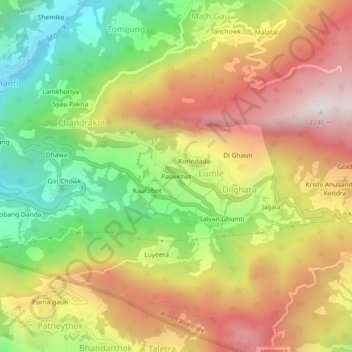 Mapa topográfico PatleKhet, altitude, relevo