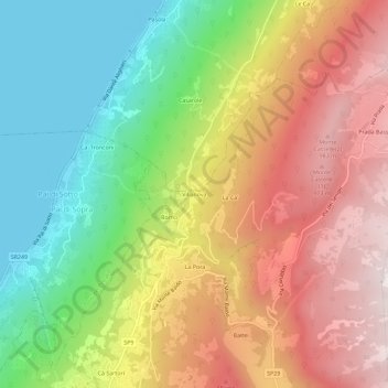 Mapa topográfico Villanova, altitude, relevo