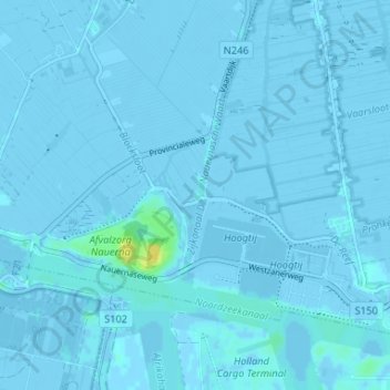 Mapa topográfico Nauerna, altitude, relevo