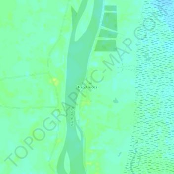 Mapa topográfico Tres Cruces, altitude, relevo