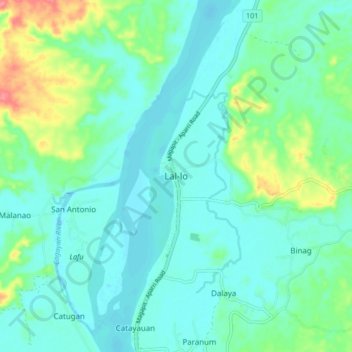 Mapa topográfico Lal-lo, altitude, relevo