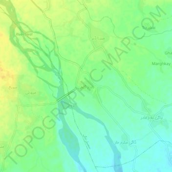 Mapa topográfico Dildar Garhi, altitude, relevo