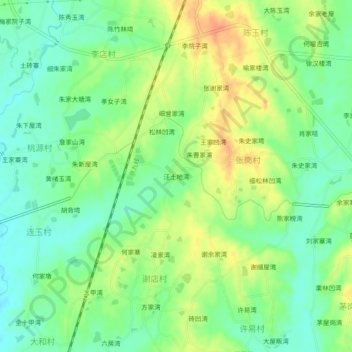 Mapa topográfico 汪土地湾, altitude, relevo