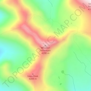 Mapa topográfico Missouri Mountain, altitude, relevo