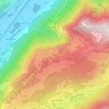 Mapa topográfico Glapigny, altitude, relevo