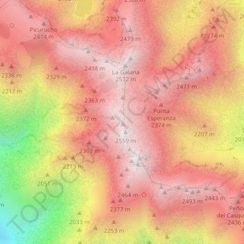Mapa topográfico Sistema Central, altitude, relevo