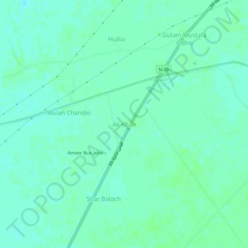 Mapa topográfico Ali Khan, altitude, relevo