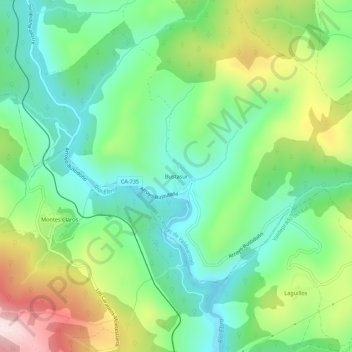 Mapa topográfico Bustasur, altitude, relevo