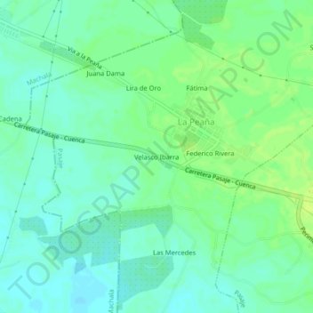 Mapa topográfico Velasco Ibarra, altitude, relevo